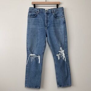 AGOLDE Riley High Rise Crop Distressed Jeans Size 32